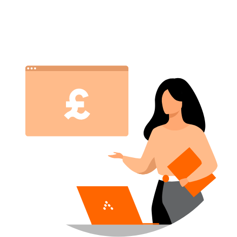 illustration of a business woman explaining pricing
